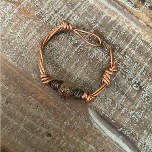 Leather Cord Beaded Bracelet Handmade